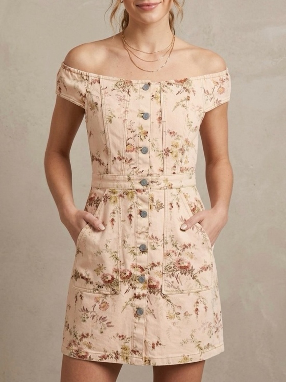 LA VIE REBECCA TAYLOR Belle Bouquet Floral Denim Mini Dress